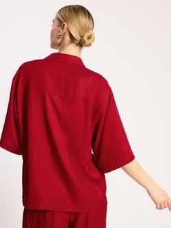 Albaray Oversized Buttons Short Sleeve Shirt containing LENZING™ ECOVERO™ Viscose, Red - view 2, Red