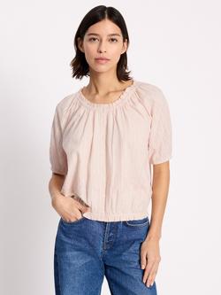 Albaray Scoop Frill Neck Dobby Shirt, Pink, Pink