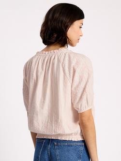 Albaray Scoop Frill Neck Dobby Shirt, Pink - view 2, Pink