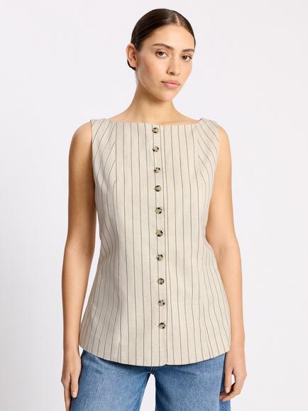Albaray Pinstripe Waistcoat, Cream, Cream