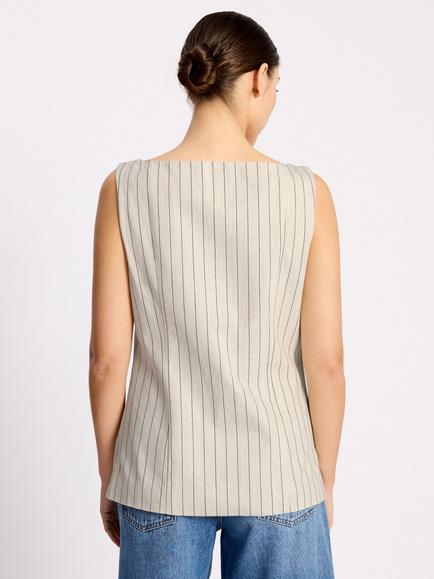 Albaray Pinstripe Waistcoat, Cream - view 2, Cream