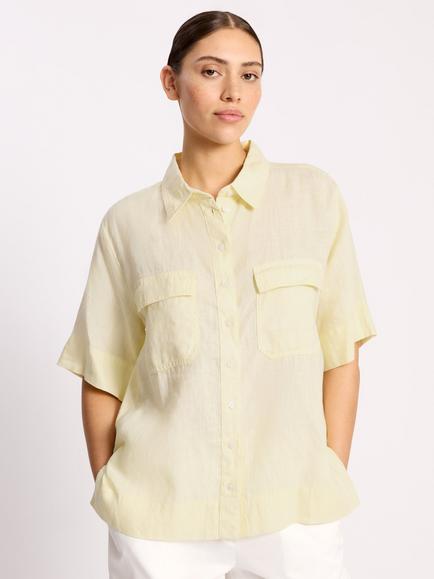 Albaray Pockets Pure Linen Shirt, Lemon, Lemon