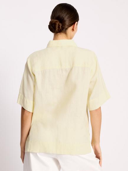 Albaray Pockets Pure Linen Shirt, Lemon - view 2, Lemon