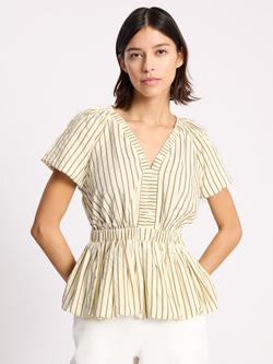 Albaray Stripe Peplum Hem Top, Neutral, Neutral