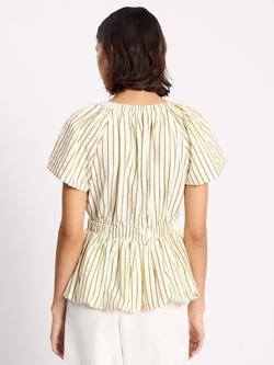 Albaray Stripe Peplum Hem Top, Neutral - view 2, Neutral