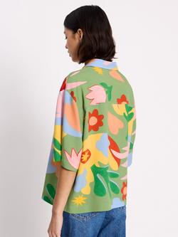 Albaray Tropique Print Shirt containing LENZING™ ECOVERO™ Viscose, Green/Multi - view 2, Green/Multi