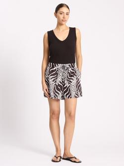 Albaray Elastic Waist Palm Print Shorts, Coffee/Multi, Coffee/Multi