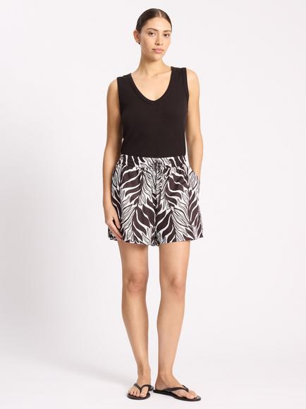 Albaray Elastic Waist Palm Print Shorts, Coffee/Multi, Coffee/Multi