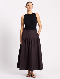 Albaray Sateen Midi Skirt, Chocolate, Chocolate
