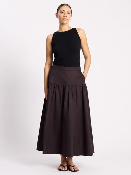 Albaray Sateen Midi Skirt, Chocolate, Chocolate