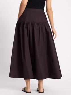 Albaray Sateen Midi Skirt, Chocolate - view 2, Chocolate