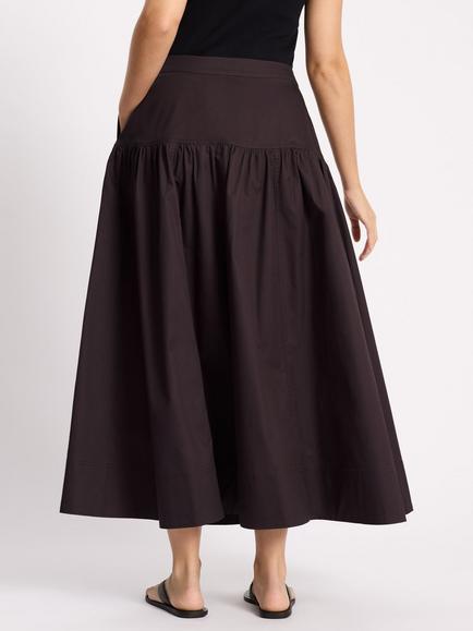 Albaray Sateen Midi Skirt, Chocolate - view 2, Chocolate
