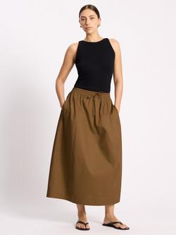 Albaray Tie Waist Sateen Lantern Skirt, Tan, Tan