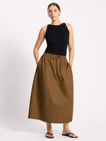 Albaray Tie Waist Sateen Lantern Skirt, Tan, Tan