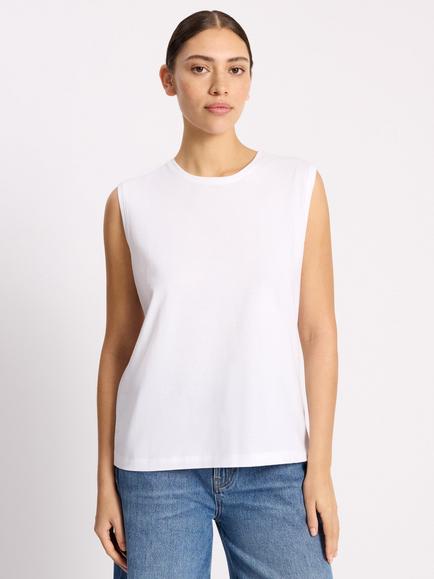 Albaray Extended Shoulder Tank Top, White, White