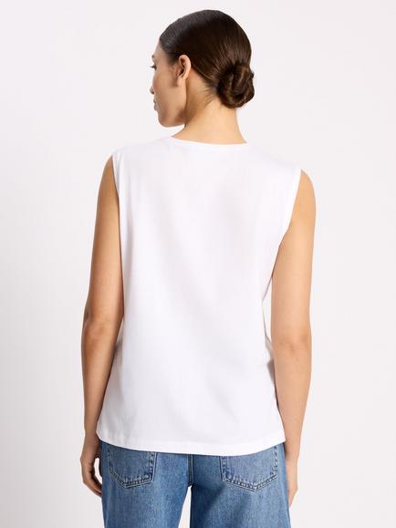 Albaray Extended Shoulder Tank Top, White - view 2, White