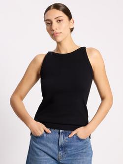 Albaray High Neck Ribbed Vest Top, Black, Black