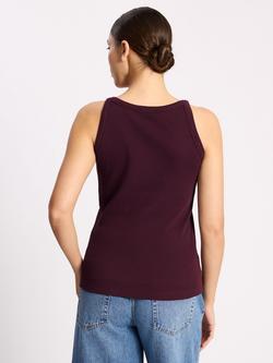 Albaray High Neck Ribbed Vest Top, Burgundy - view 2, Burgundy