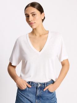 Albaray V-Neck Slim Fit T-Shirt, White, White