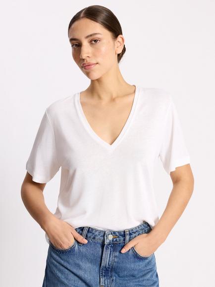 Albaray V-Neck Slim Fit T-Shirt, White, White