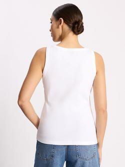 Albaray Scoop Neck Ribbed Vest Top - view 2, White