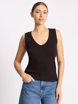 Albaray V-Neck Ribbed Vest Top, Chocolate, Chocolate