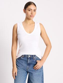 Albaray V-Neck Ribbed Vest Top, White, White