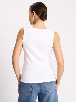 Albaray V-Neck Ribbed Vest Top, White - view 2, White