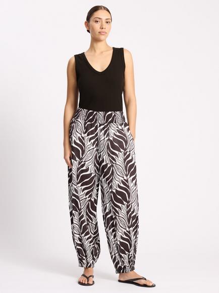 Albaray Palm Print Balloon Trousers, Coffee/Multi, Coffee/Multi