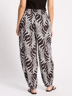 Albaray Palm Print Balloon Trousers, Coffee/Multi - view 2, Coffee/Multi