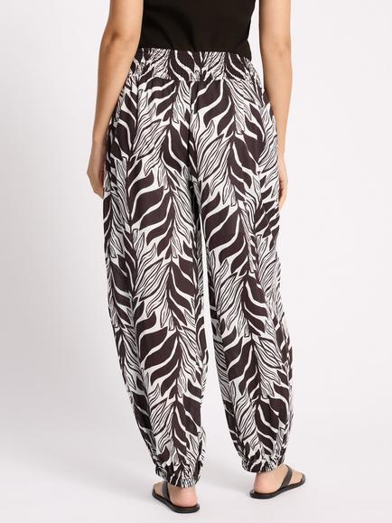 Albaray Palm Print Balloon Trousers, Coffee/Multi - view 2, Coffee/Multi