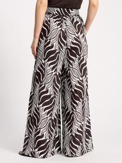 Albaray Palm Print Wide Leg Trousers, Coffee/Multi - view 2, Coffee/Multi