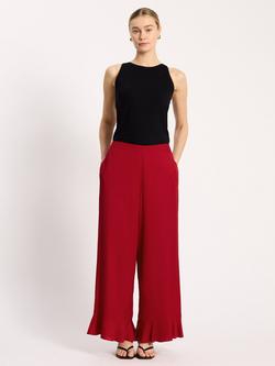 Albaray Ruffle Hem Trousers containing LENZING™ ECOVERO™ Viscose, Red, Red