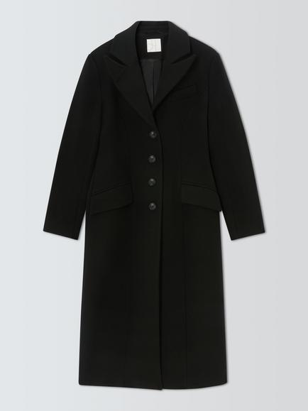 John Lewis Single Breasted Tailored Coat, Black, Black