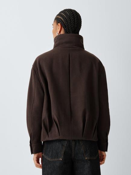 John Lewis Wool Blend Bomber Jacket, Chocolate, Chocolate