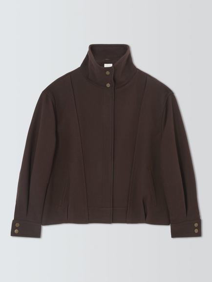 John Lewis Wool Blend Bomber Jacket, Chocolate, Chocolate