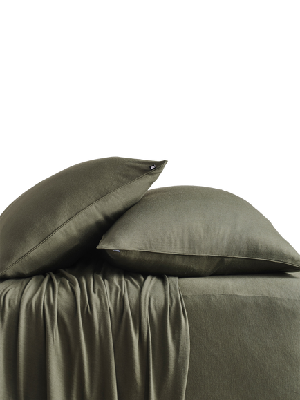 SHLEEP Luxury Merino Jersey Bedding, Olive Grove