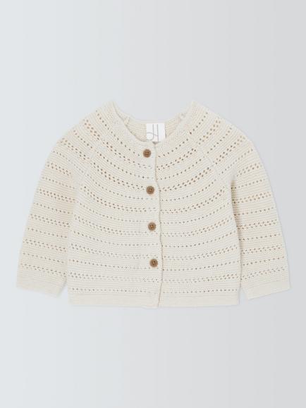 John Lewis Open Knit Cardigan, Cream, Cream