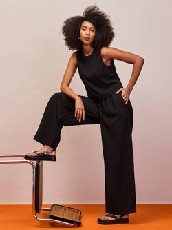 Ro&Zo Petite Drawstring Wide Leg Trousers, Black - view 2, Black