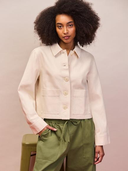 Ro&Zo Cotton Twill Denim Jacket, Natural - view 2, Natural