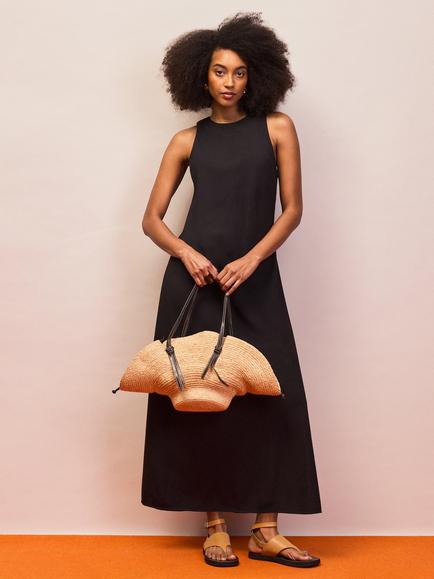 Ro&Zo Petite Tie Back Sleeveless Maxi Dress, Black, Black