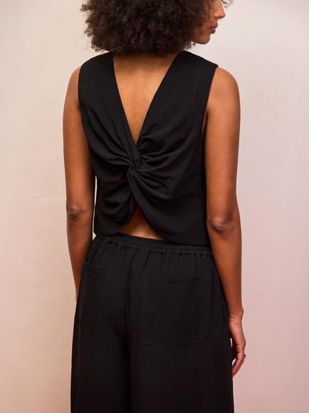 Ro&Zo Twist Back Shell Top, Black - view 2, Black