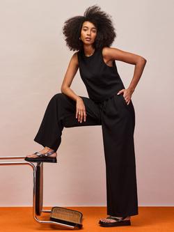 Ro&Zo Drawstring Wide Leg Trousers, Black - view 2, Black