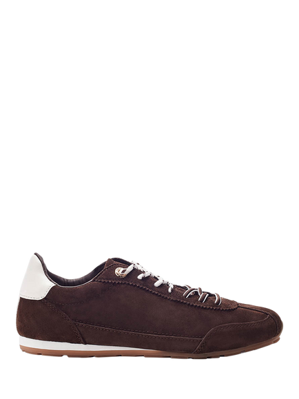 Moda in Pelle Ares Suede Lace Up Trainers, Dark Brown