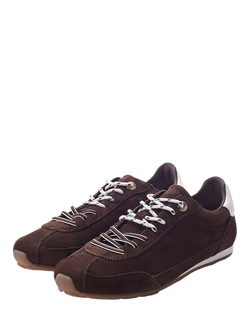 Moda in Pelle Ares Suede Lace Up Trainers - view 2, Dark Brown