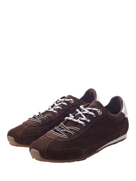 Moda in Pelle Ares Suede Lace Up Trainers - view 2, Dark Brown