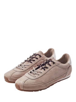 Moda in Pelle Ares Suede Lace Up Trainers - view 2, Taupe