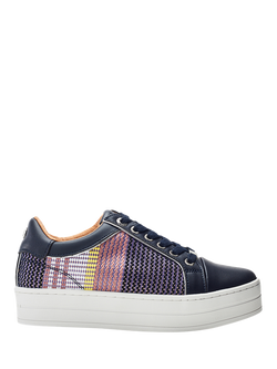Moda in Pelle Buttercupp Lace Up Trainers, Navy/Multi, Navy/Multi