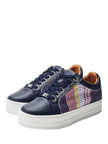 Moda in Pelle Buttercupp Lace Up Trainers, Navy/Multi - view 2, Navy/Multi