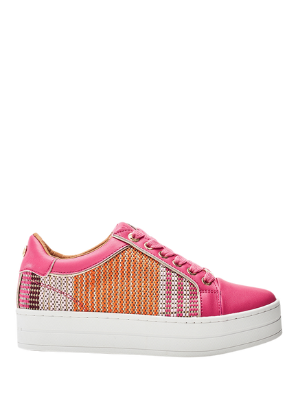 Moda in Pelle Buttercupp Lace Up Trainers, Pink/Orange, Pink/Orange